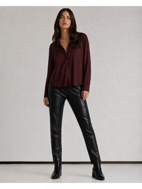 Planet by Lauren G Women sz 6-8 (1) Vegan Leather Black Pants Stretch Leggings